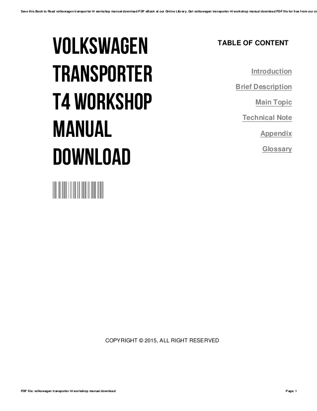 Volkswagen transporter t4 manual pdf online